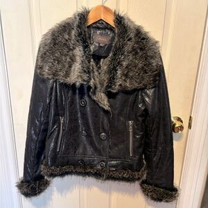 Jessica Black Faux Fur Trim Jacket